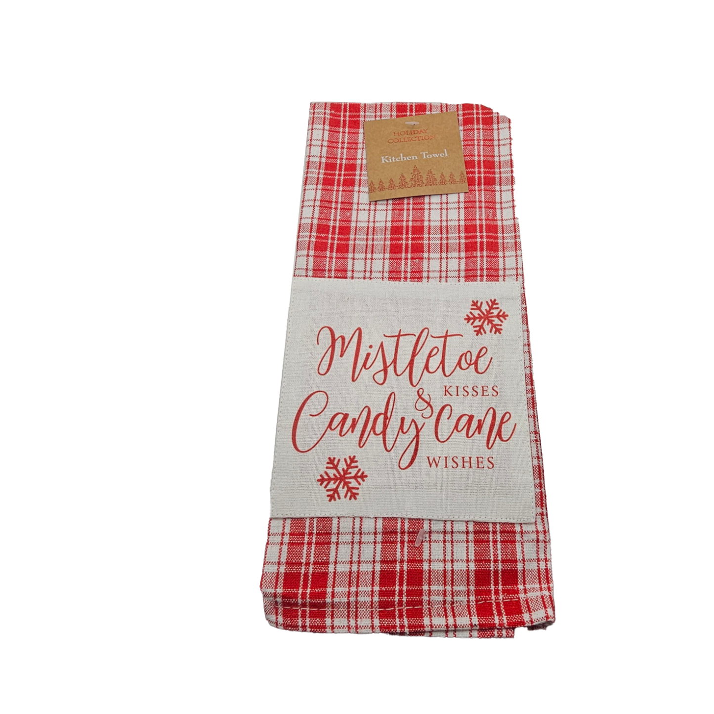 Holiday Collection Christmas Mistle Toe & Candy Cane Towels and Pot Holder Set: Plaid Country Cotton Towels