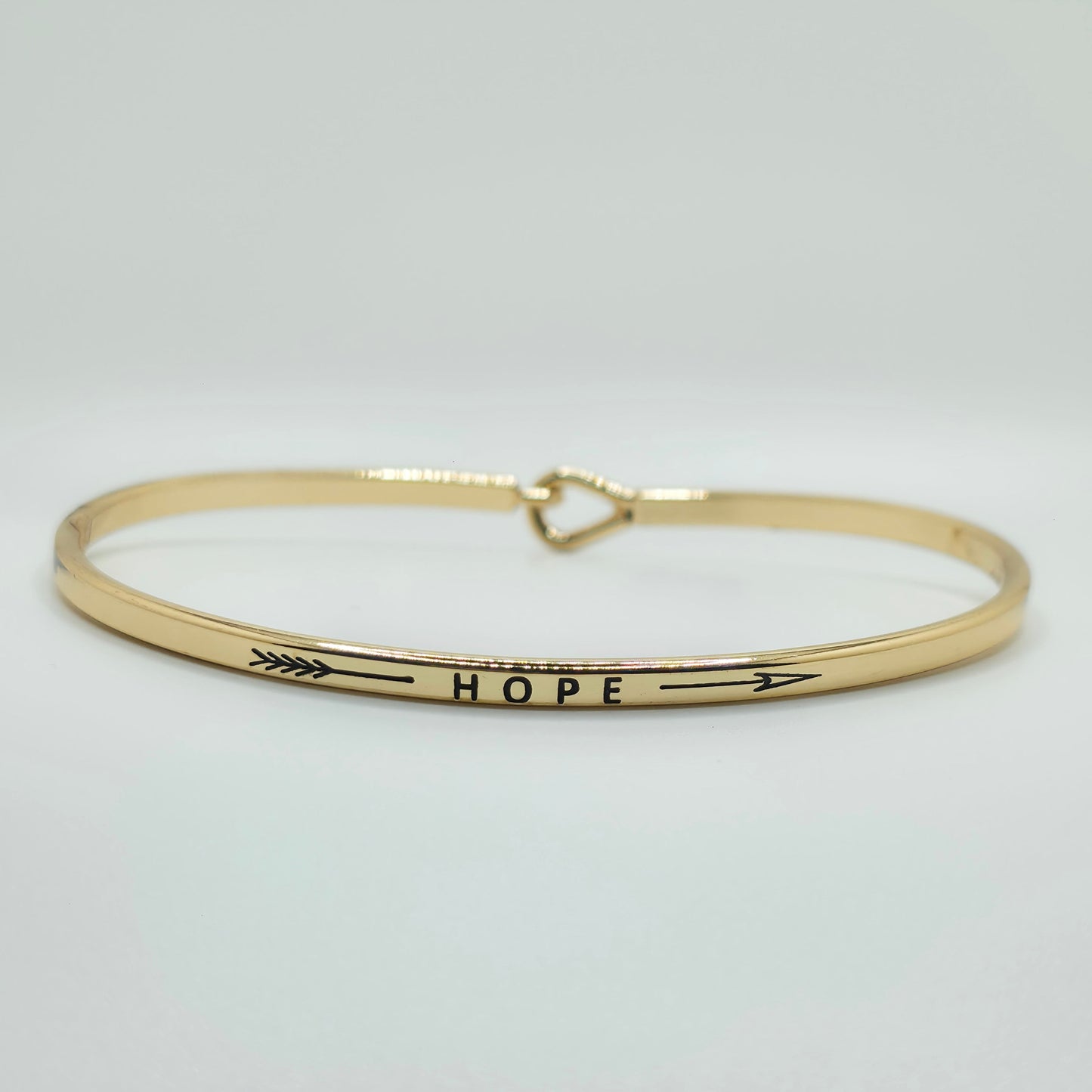 HOPE (Arrow) Inspirational Message Bracelet Positive Message Engraved Thin Bangle - Jewelry