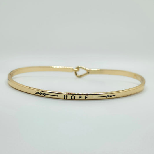 HOPE (Arrow) Inspirational Message Bracelet Positive Message Engraved Thin Bangle - Jewelry