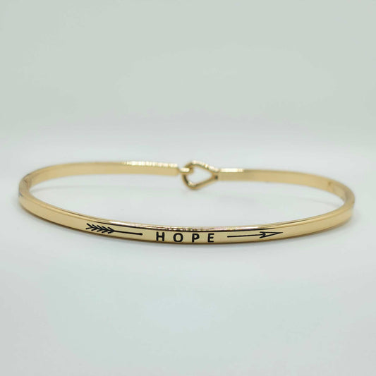 HOPE (Arrow) Inspirational Message Bracelet Positive Message Engraved Thin Bangle - Jewelry