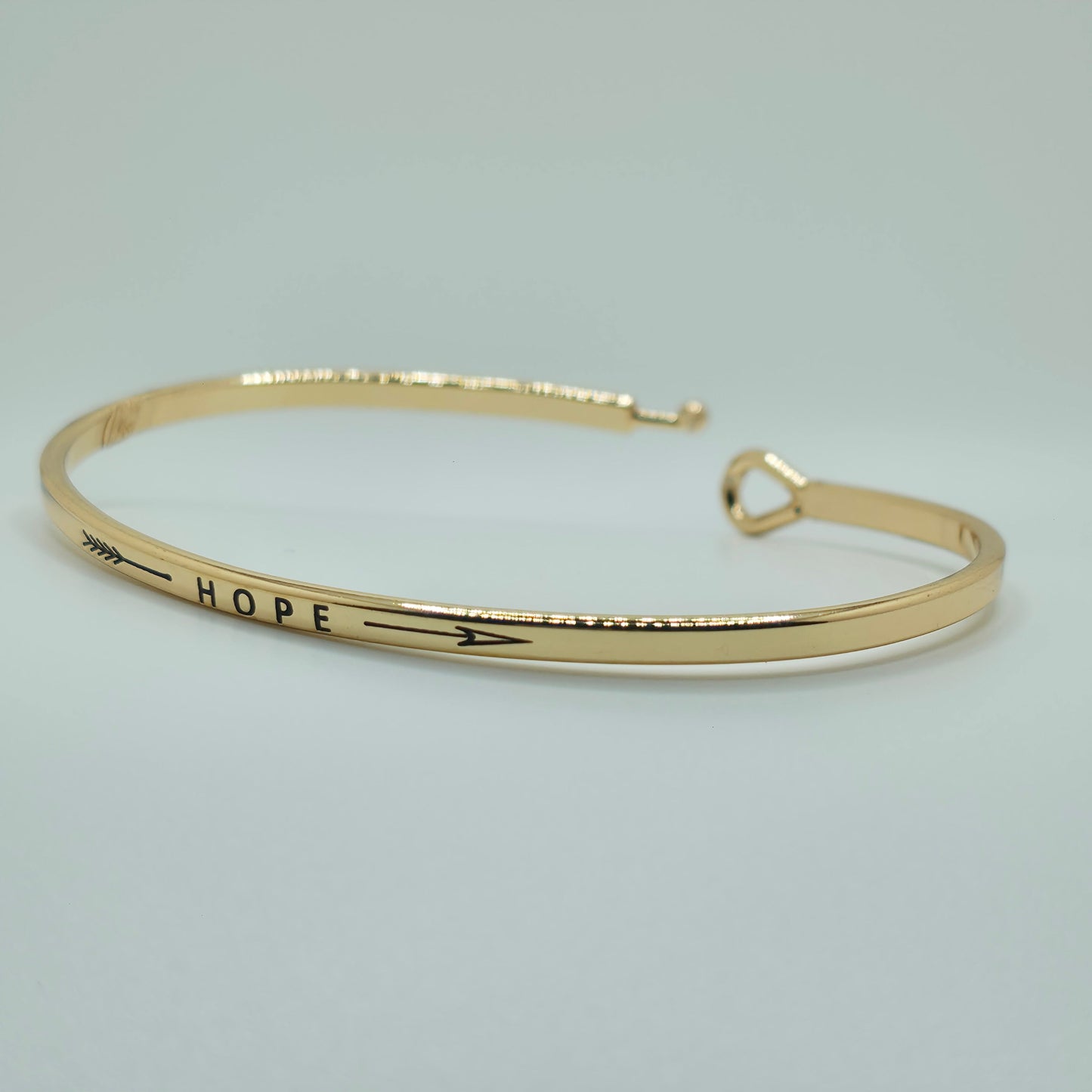 HOPE (Arrow) Inspirational Message Bracelet Positive Message Engraved Thin Bangle - Jewelry