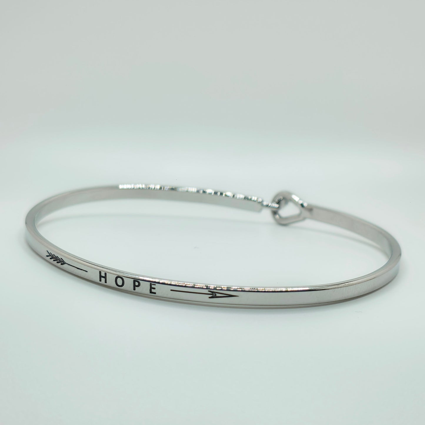 HOPE (Arrow) Inspirational Message Bracelet Positive Message Engraved Thin Bangle - Jewelry