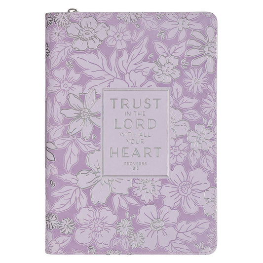 Trust in the Lord Lilac Floral Classic Journal with Zipper Closure - Proverbs 3:5