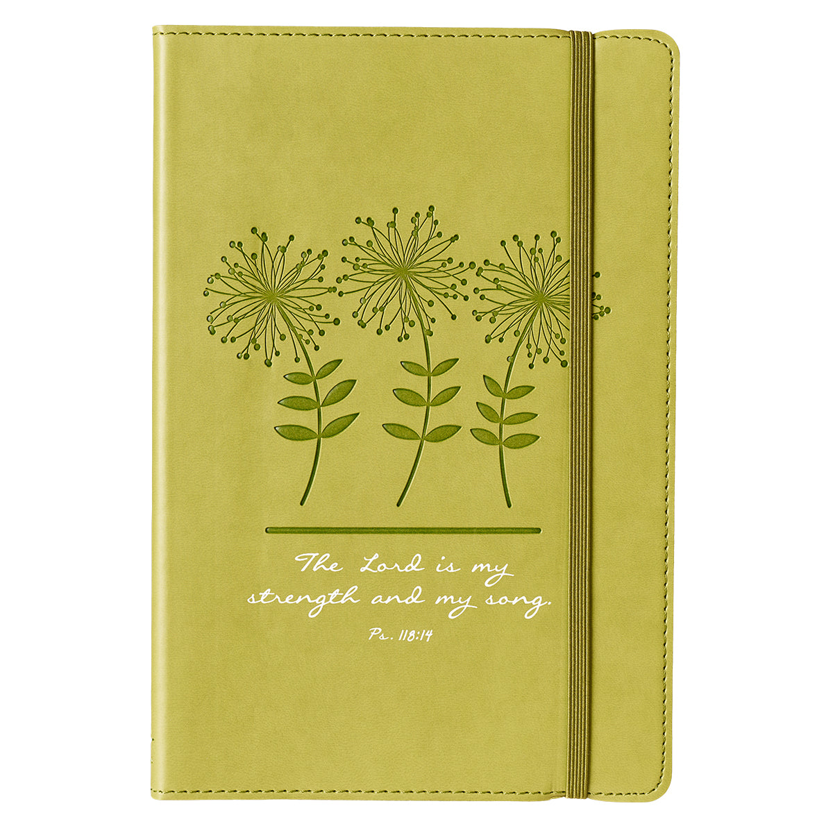 Green Faux Leather Journal | My Strength and Song - Psalm 118:24 - Journal