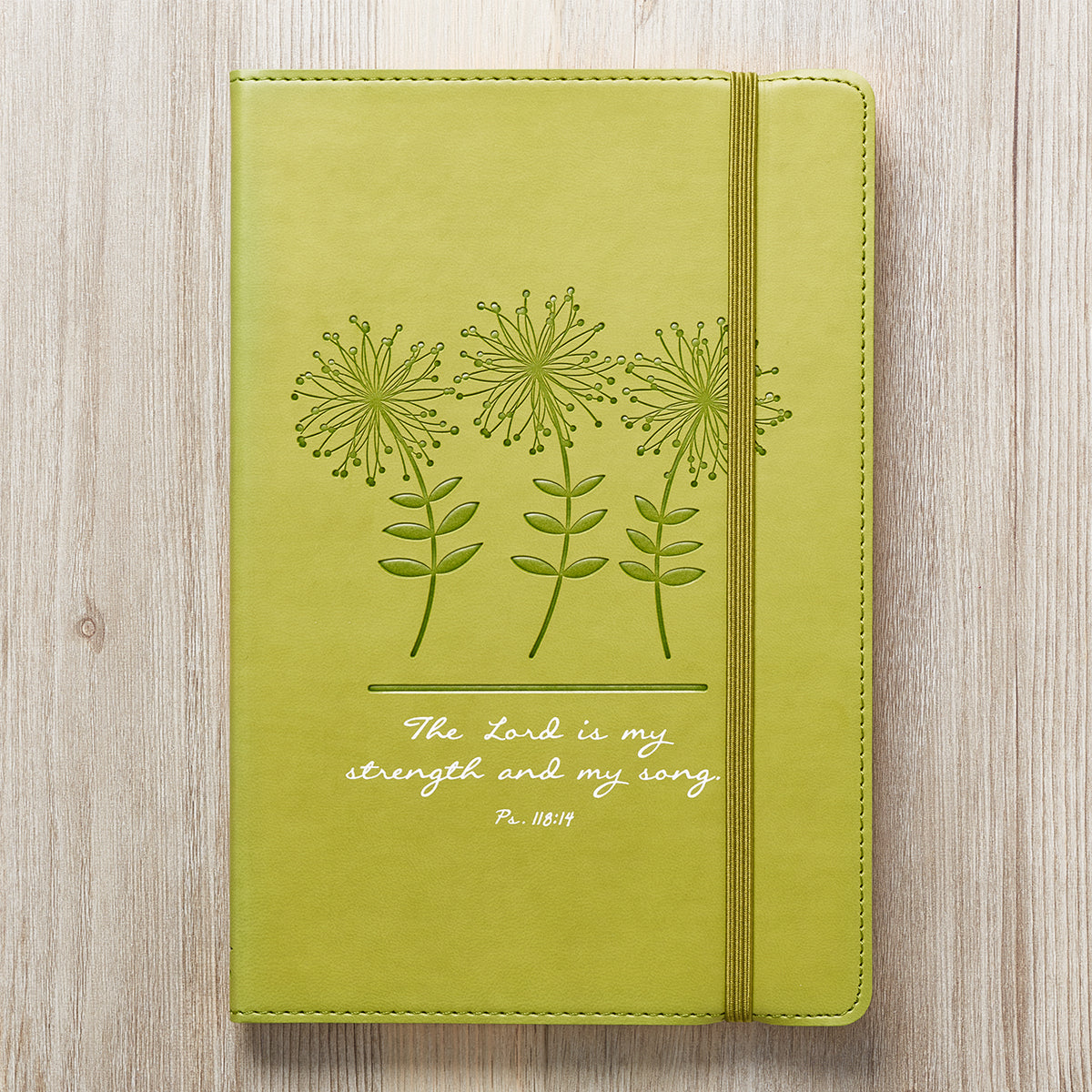 Green Faux Leather Journal | My Strength and Song - Psalm 118:24 - Journal