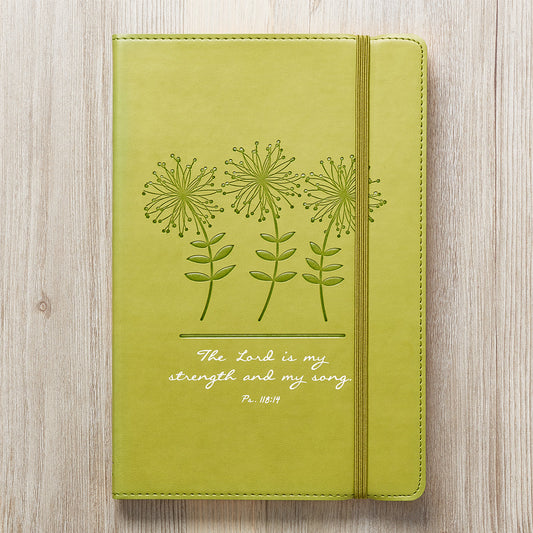 Green Faux Leather Journal | My Strength and Song - Psalm 118:24 - Journal