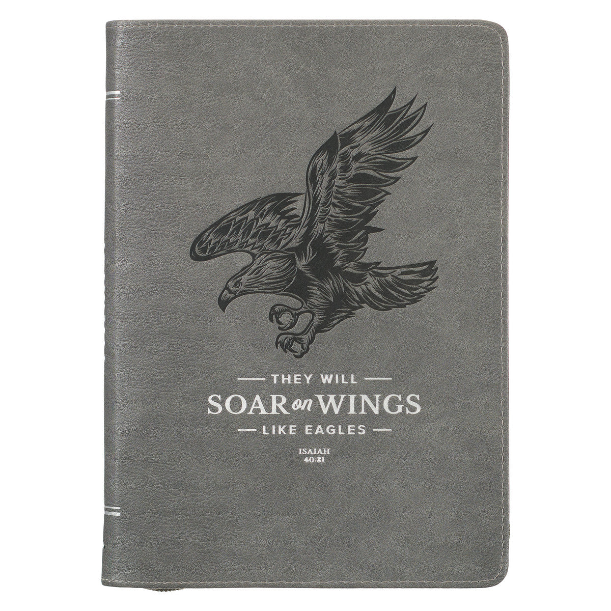 Wings Like Eagles Steel Gray Faux Leather Journal with Zipper Closure - Isaiah 40:31