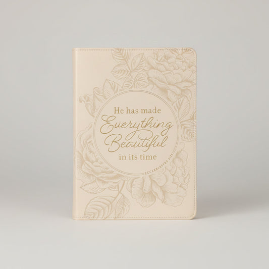Everything Beautiful White Faux Leather Classic Journal - Ecclesiastes 3:11