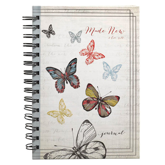 Made New Butterfly Large Hardcover Wirebound Journal - 2 Corinthians 5:17