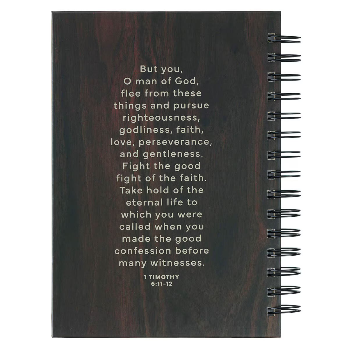 Man of God Brown Trailhead Large Spiral Journal - 1 Timothy 6:11