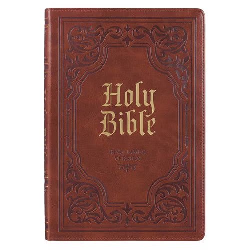 Antiqued Brown Faux Leather Large Print Thinline King James Version Bible with Thumb Index by Christian Art Gifts KJV Bible
