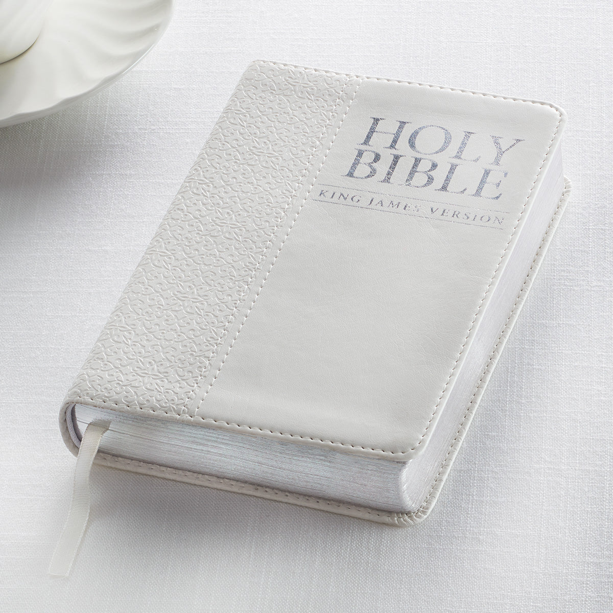 White Faux Leather Compact King James Version Bible