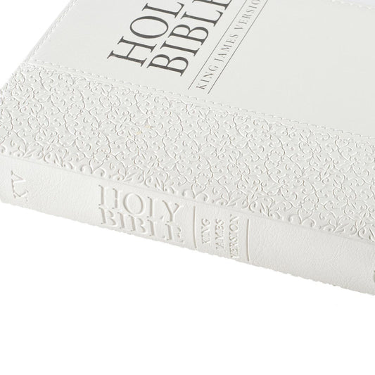 White Faux Leather Compact King James Version Bible