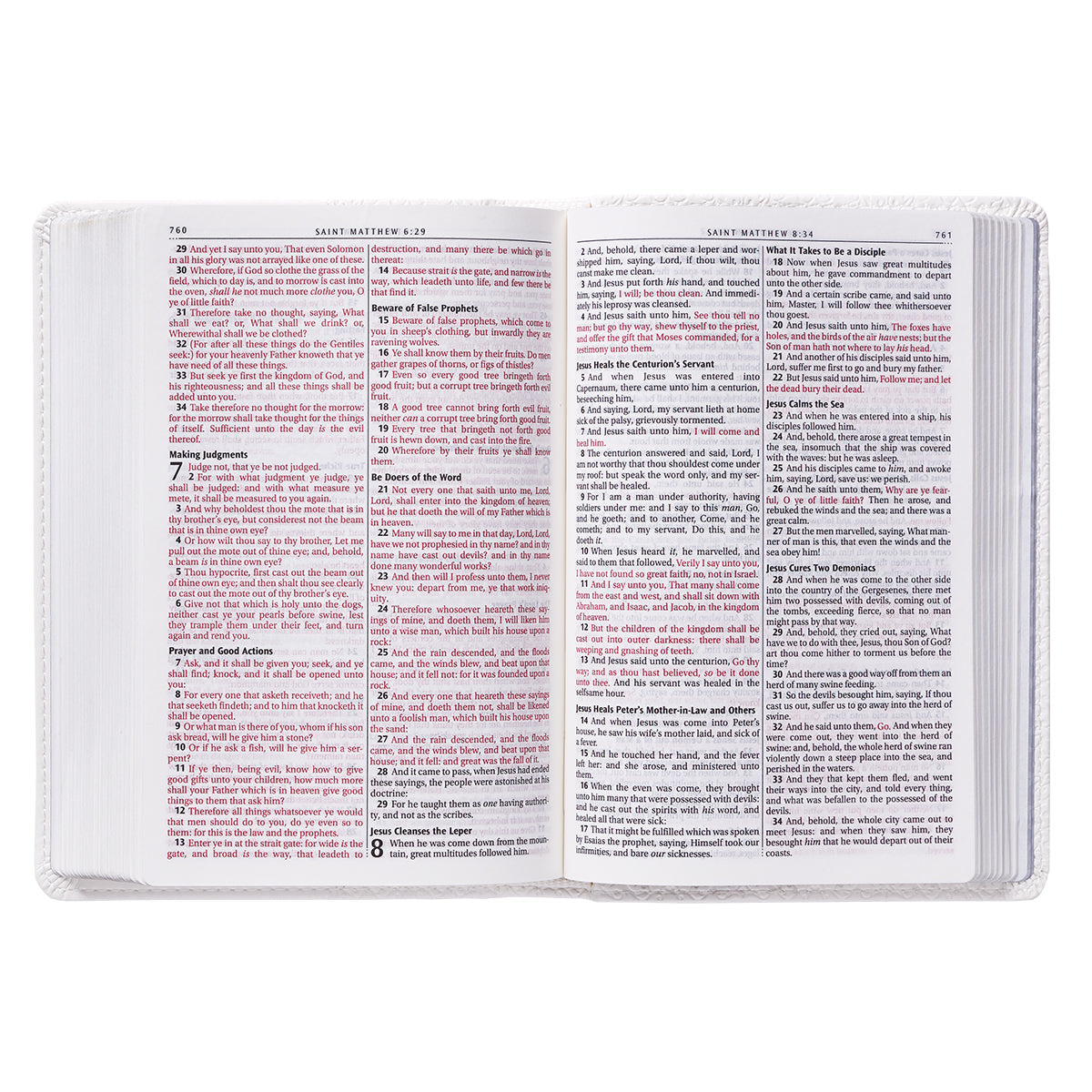 White Faux Leather Compact King James Version Bible