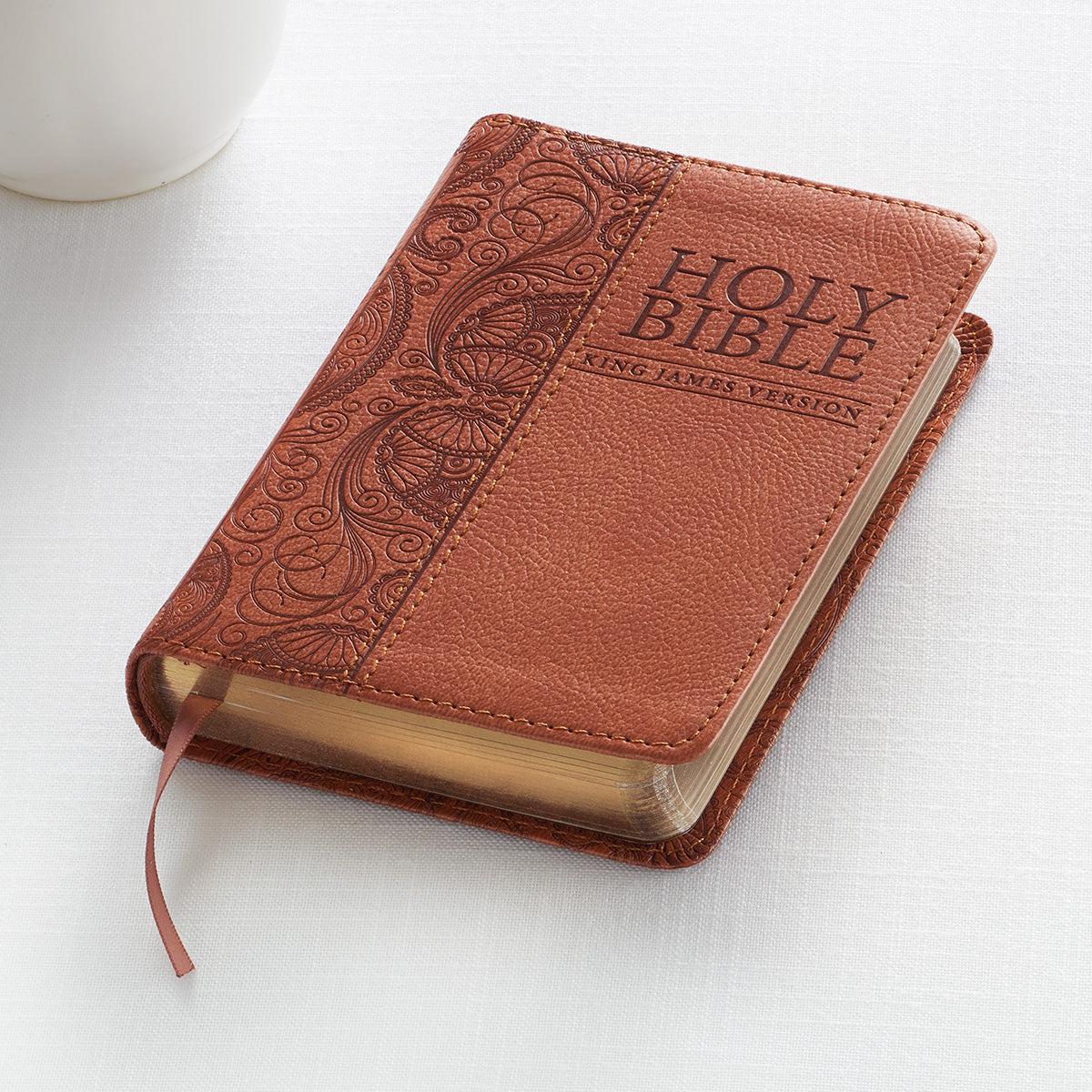 Toffee Brown Faux Leather King James Version Mini Pocket Bible