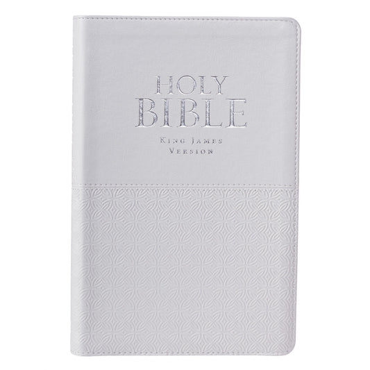 White Faux Leather King James Version Deluxe Gift Bible with Thumb Index