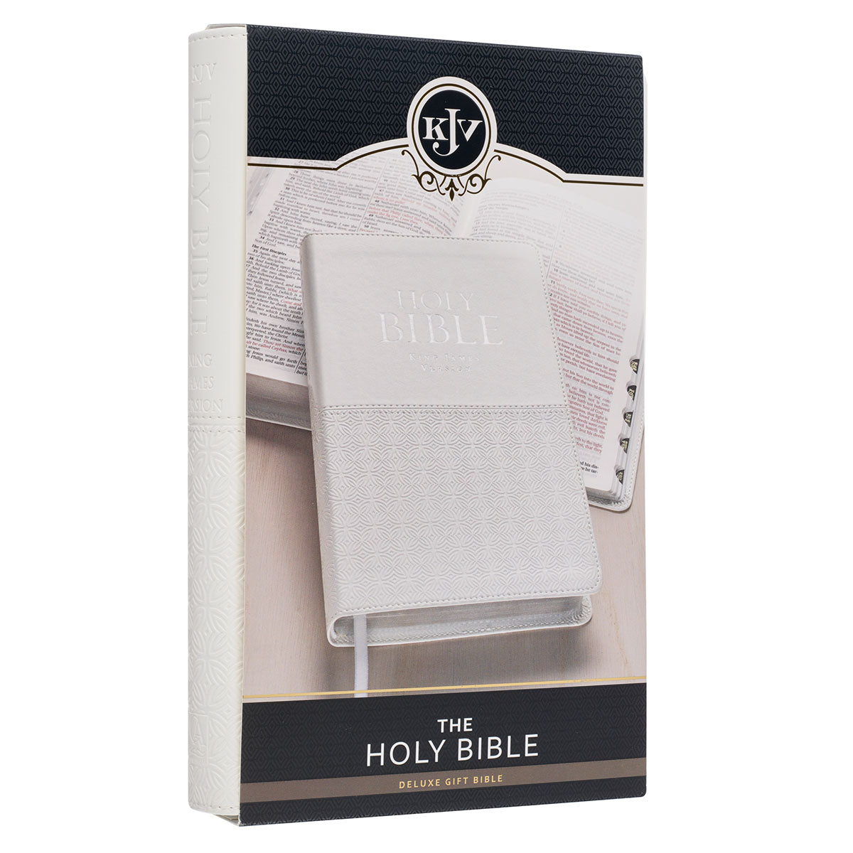 White Faux Leather King James Version Deluxe Gift Bible with Thumb Index