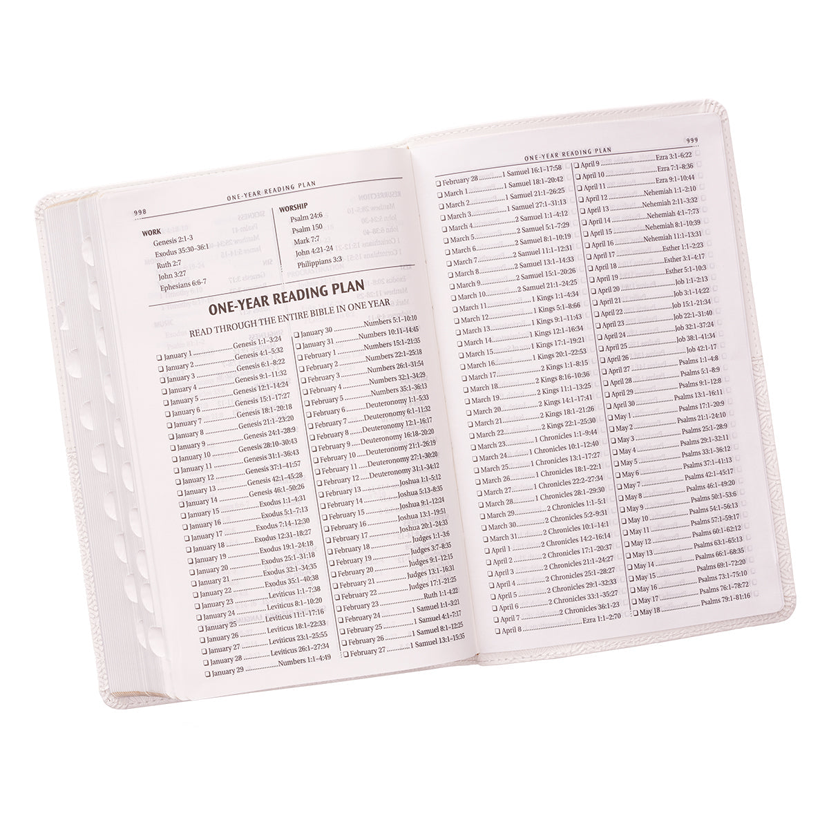 White Faux Leather King James Version Deluxe Gift Bible with Thumb Index