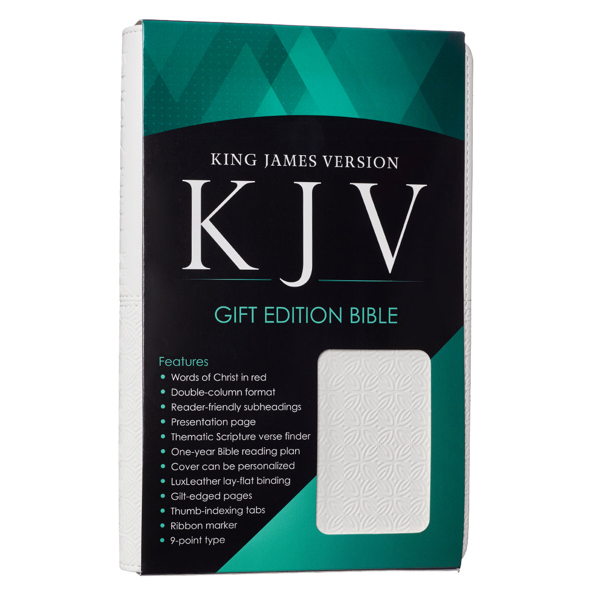 White Faux Leather King James Version Deluxe Gift Bible with Thumb Index