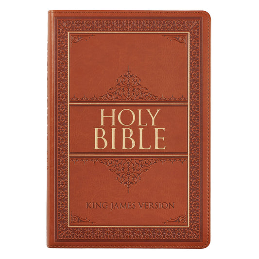 Saddle Tan Faux Leather Large Print Thinline King James Version Bible with Thumb Index