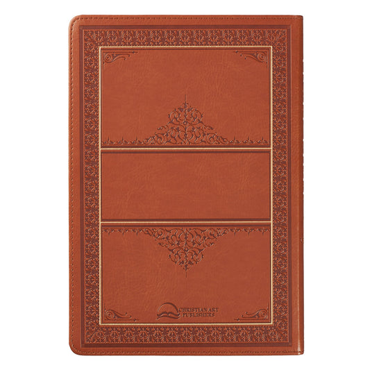 Saddle Tan Faux Leather Large Print Thinline King James Version Bible with Thumb Index