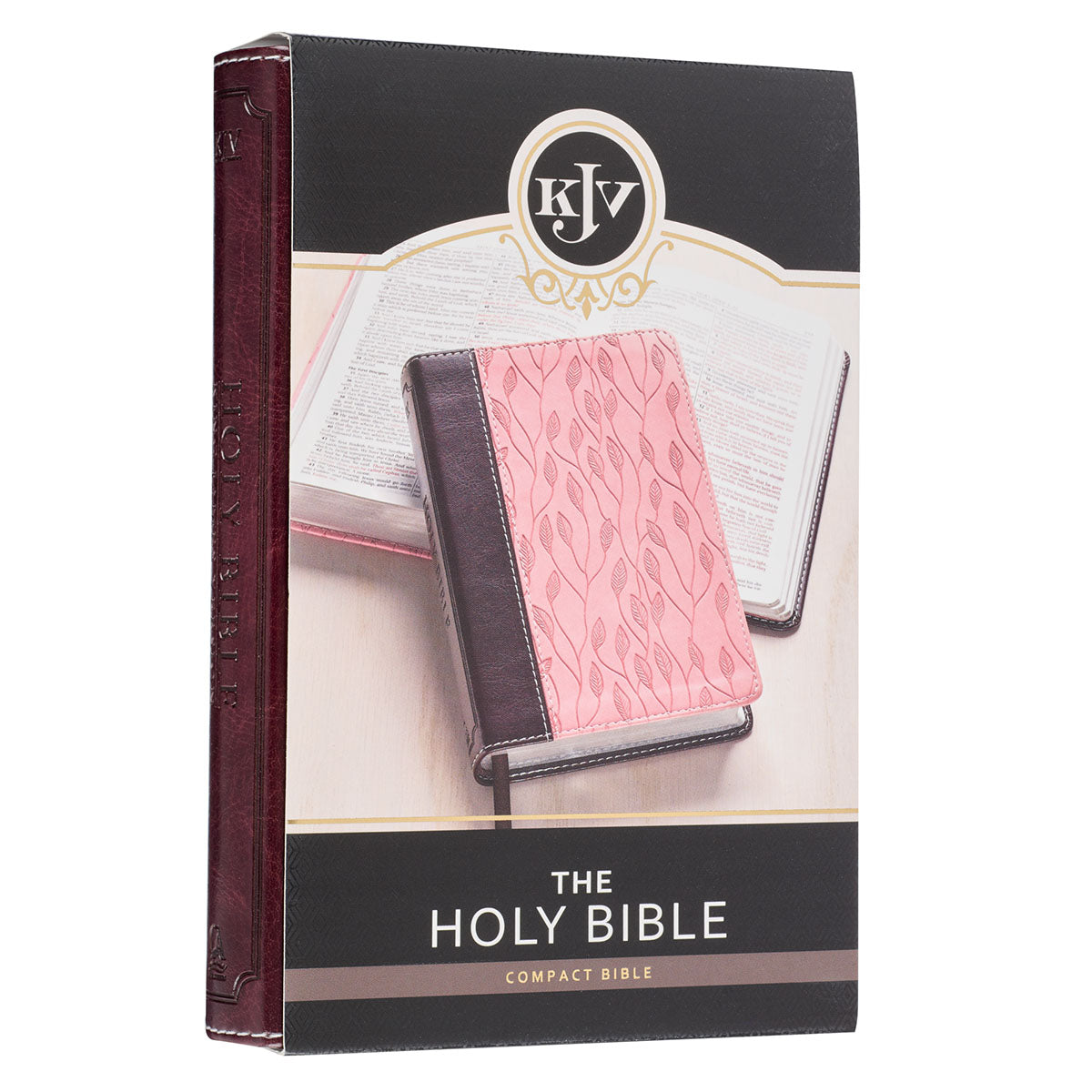 Burgundy and Pink Faux Leather Compact King James Version Bible