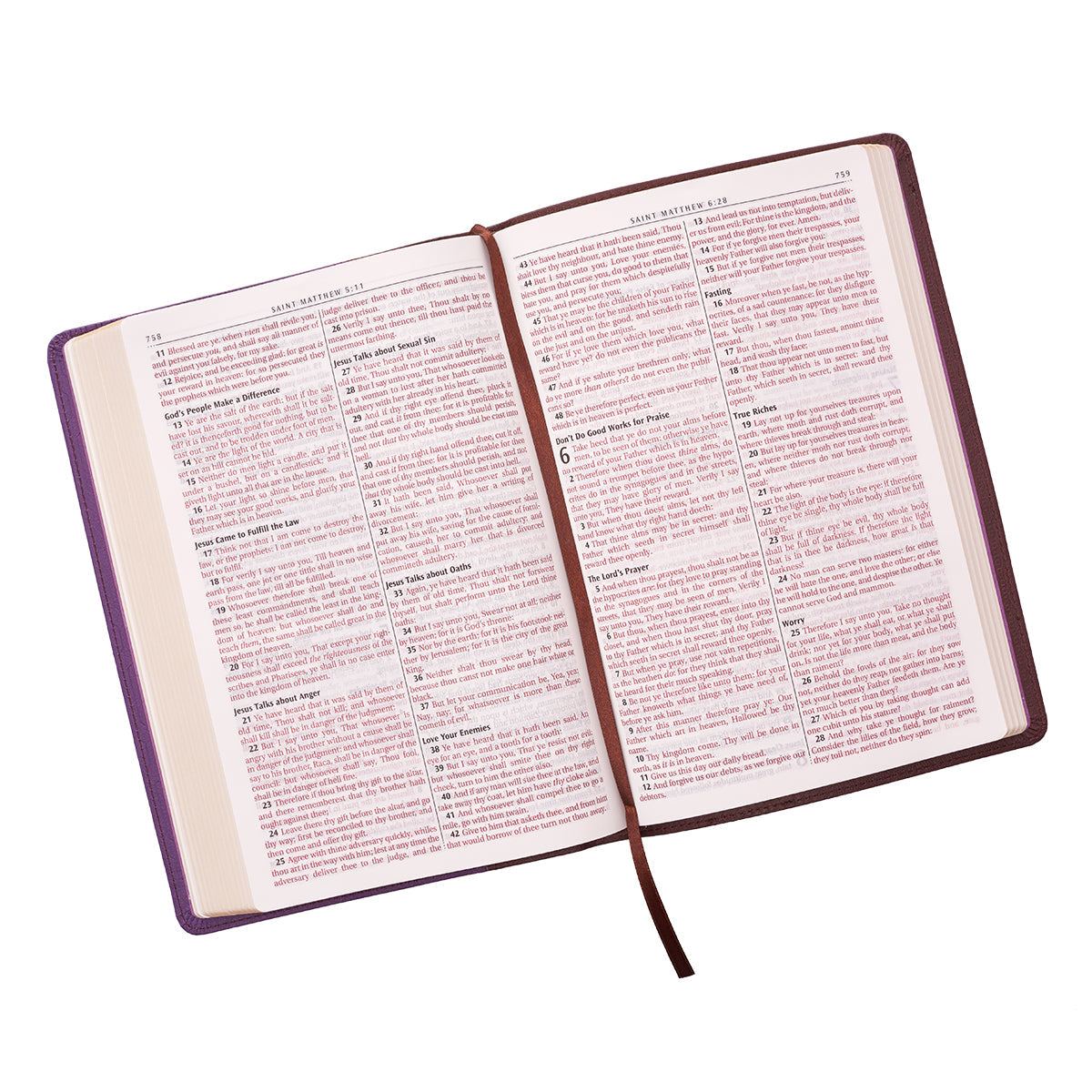 Purple and Brown Faux Leather Large Print Thinline KJV Bible