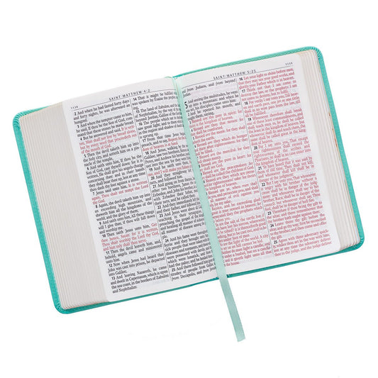 Robin’s-egg Blue Faux Leather Large Print Compact King James Version Bible