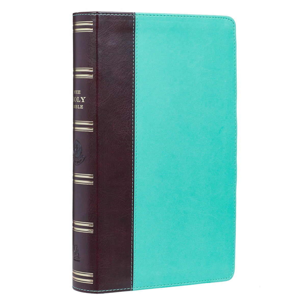 KJV Holy Bible, Giant Print Standard Size, Teal and Brown Faux Leather w/Ribbon Marker, Red Letter, King James Version