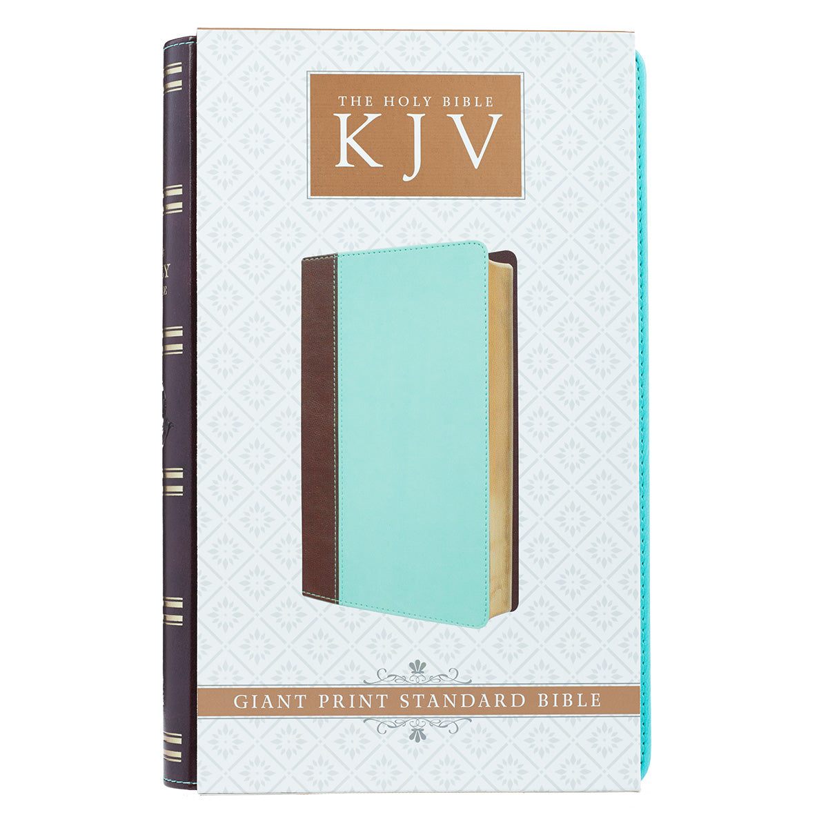 KJV Holy Bible, Giant Print Standard Size, Teal and Brown Faux Leather w/Ribbon Marker, Red Letter, King James Version