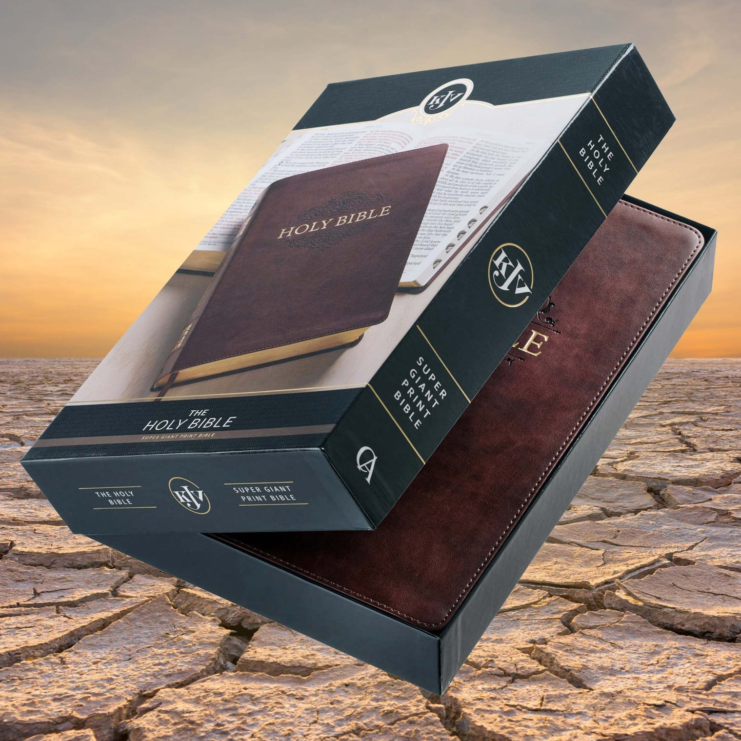 Chestnut Brown Faux Leather Super Giant Print King James Version Bible with Thumb Index