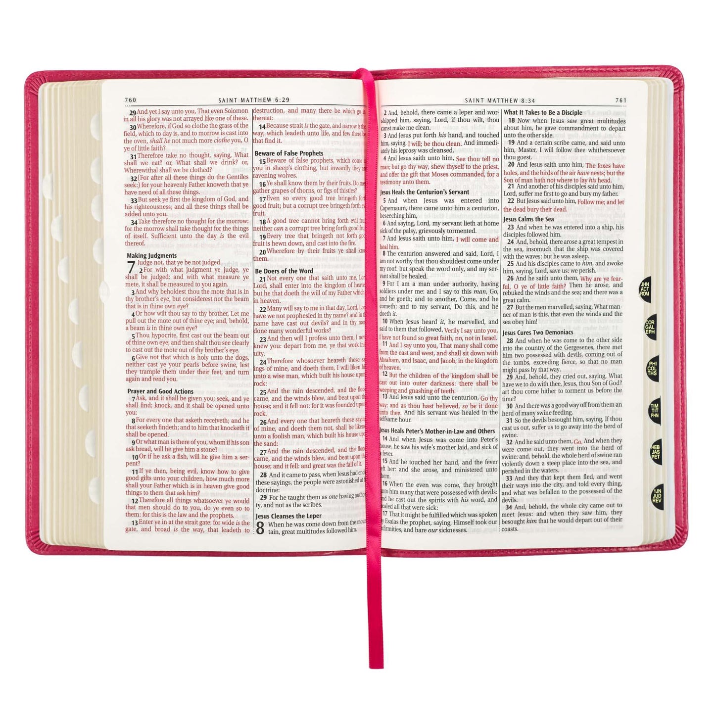 Pink Faux Leather King James Version Deluxe Gift Bible with Thumb Index