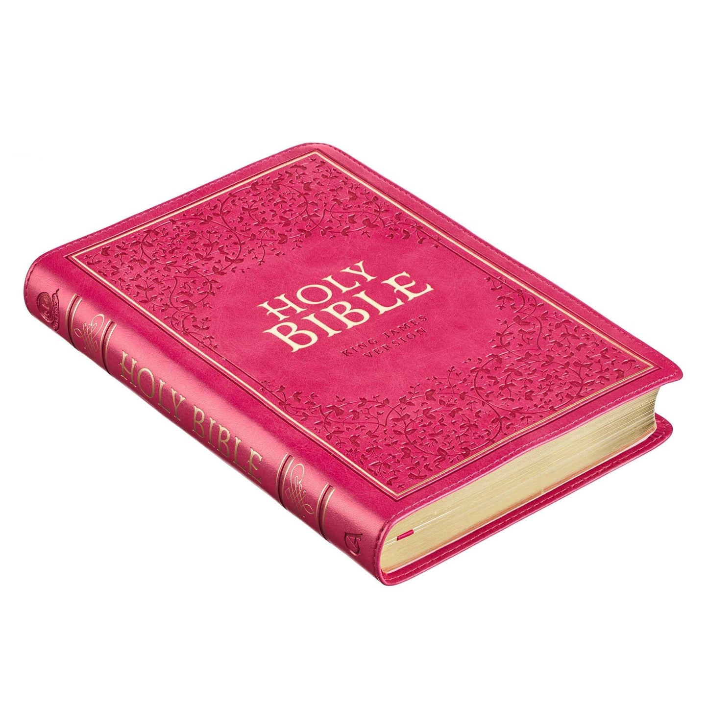 Pink Faux Leather King James Version Deluxe Gift Bible with Thumb Index