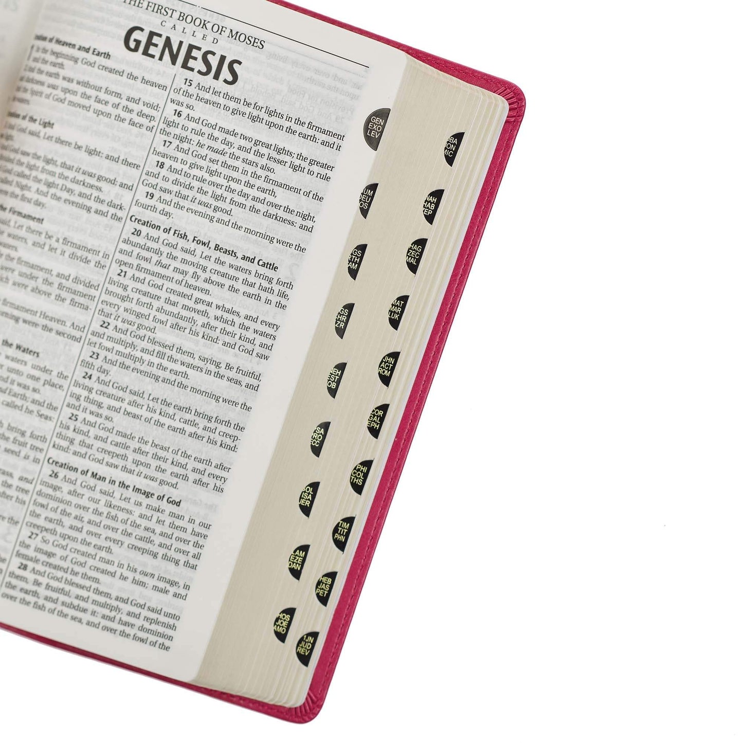 Pink Faux Leather King James Version Deluxe Gift Bible with Thumb Index