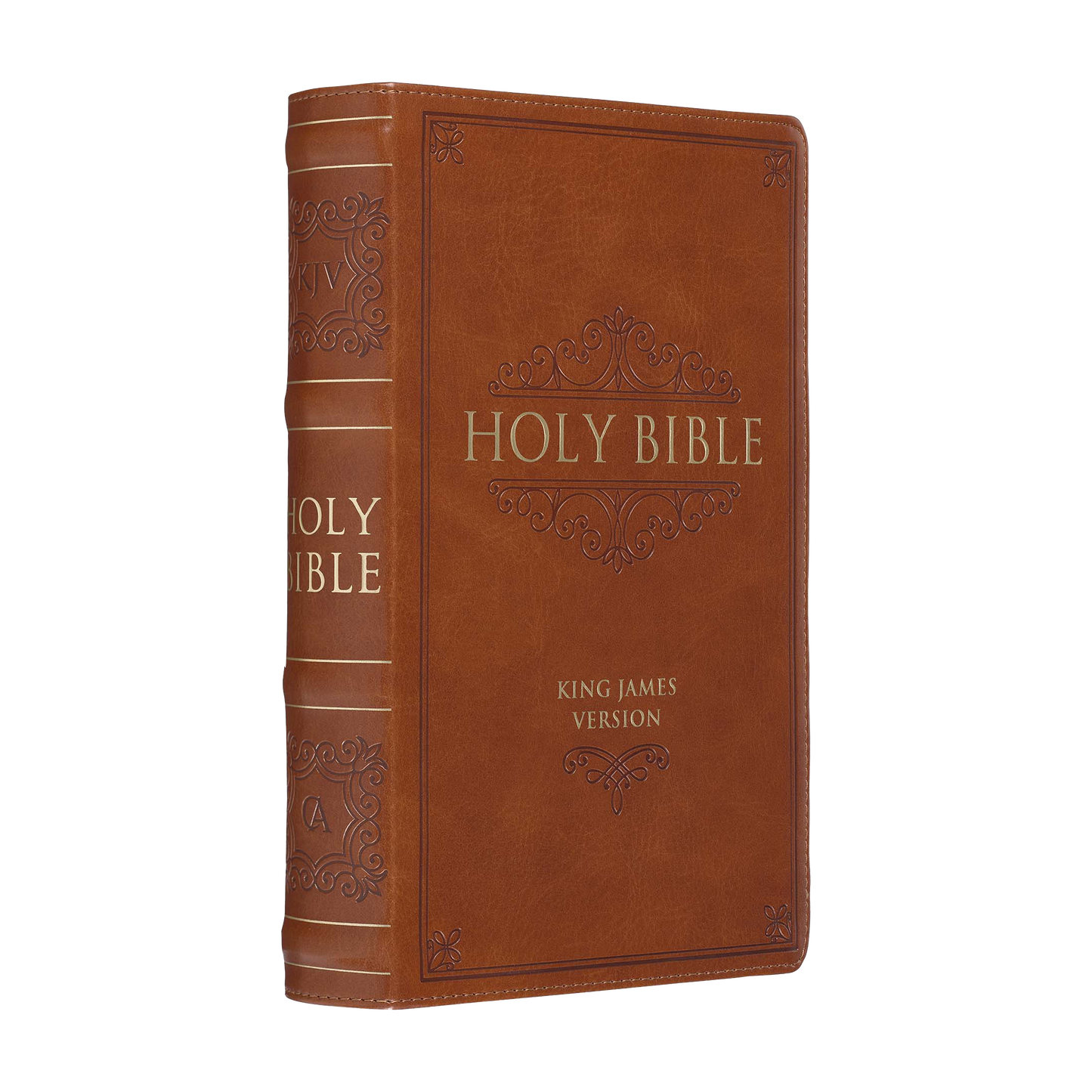 Saddle Tan Faux Leather Giant Print Standard-size King James Version Bible with Thumb Index