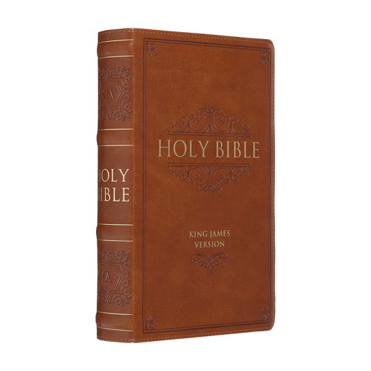 Saddle Tan Faux Leather Giant Print Standard-size King James Version Bible with Thumb Index