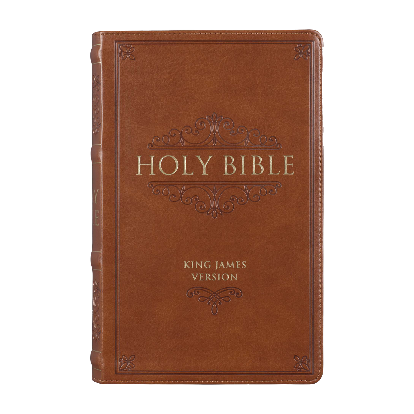 Saddle Tan Faux Leather Giant Print Standard-size King James Version Bible with Thumb Index