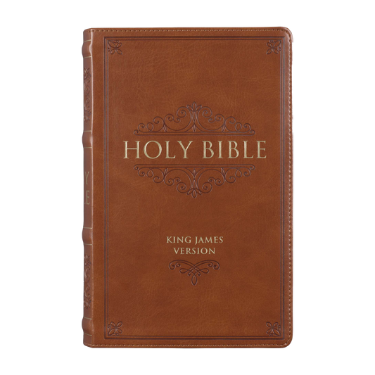 Saddle Tan Faux Leather Giant Print Standard-size King James Version Bible with Thumb Index