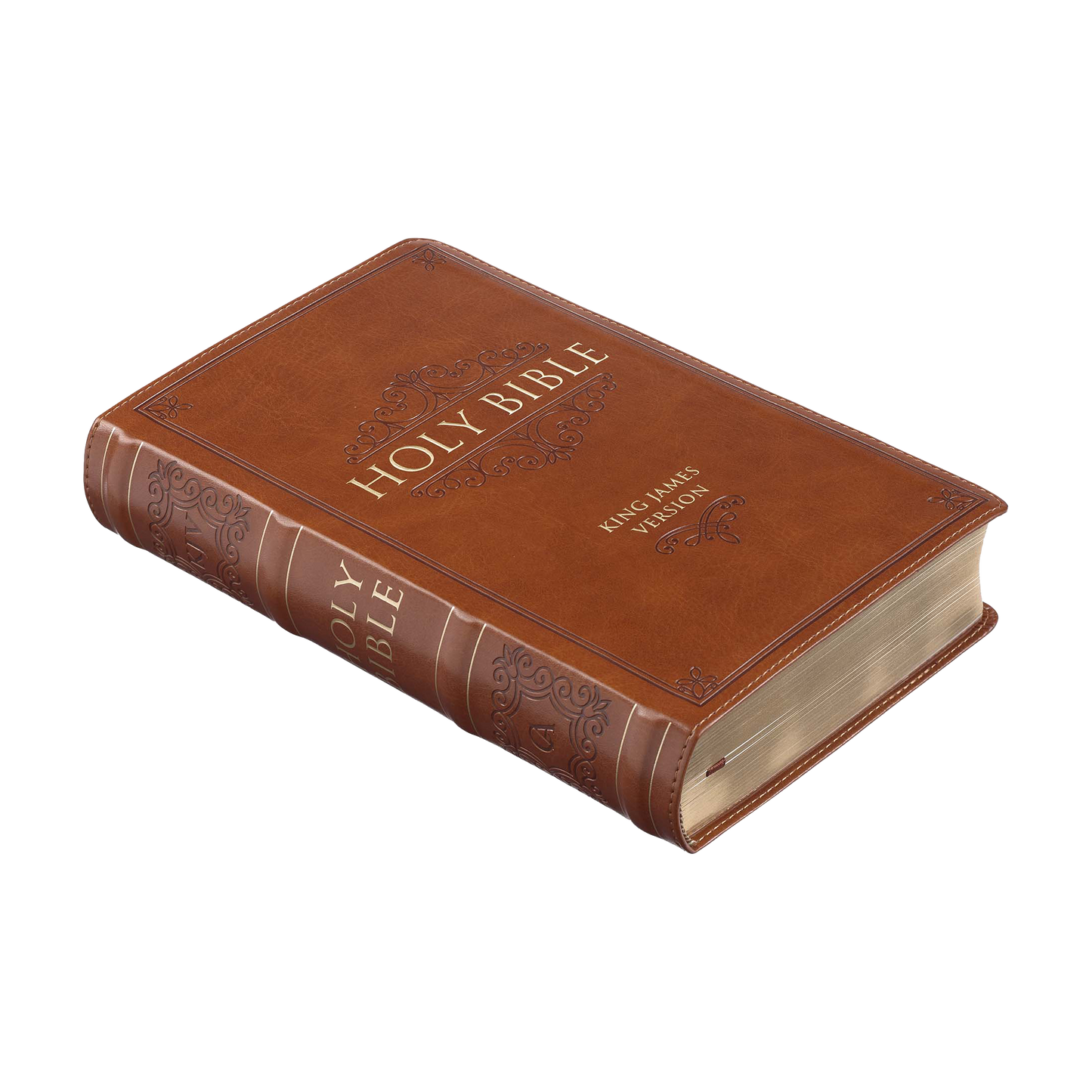 Saddle Tan Faux Leather Giant Print Standard-size King James Version Bible with Thumb Index