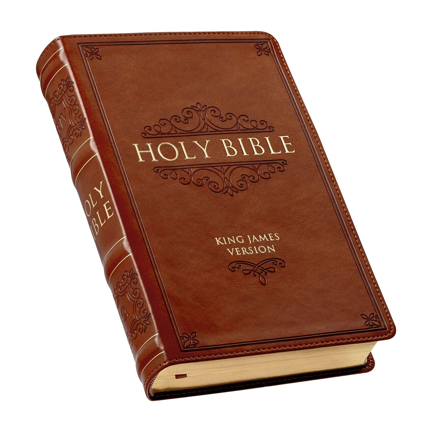 Saddle Tan Faux Leather Giant Print Standard-size King James Version Bible with Thumb Index