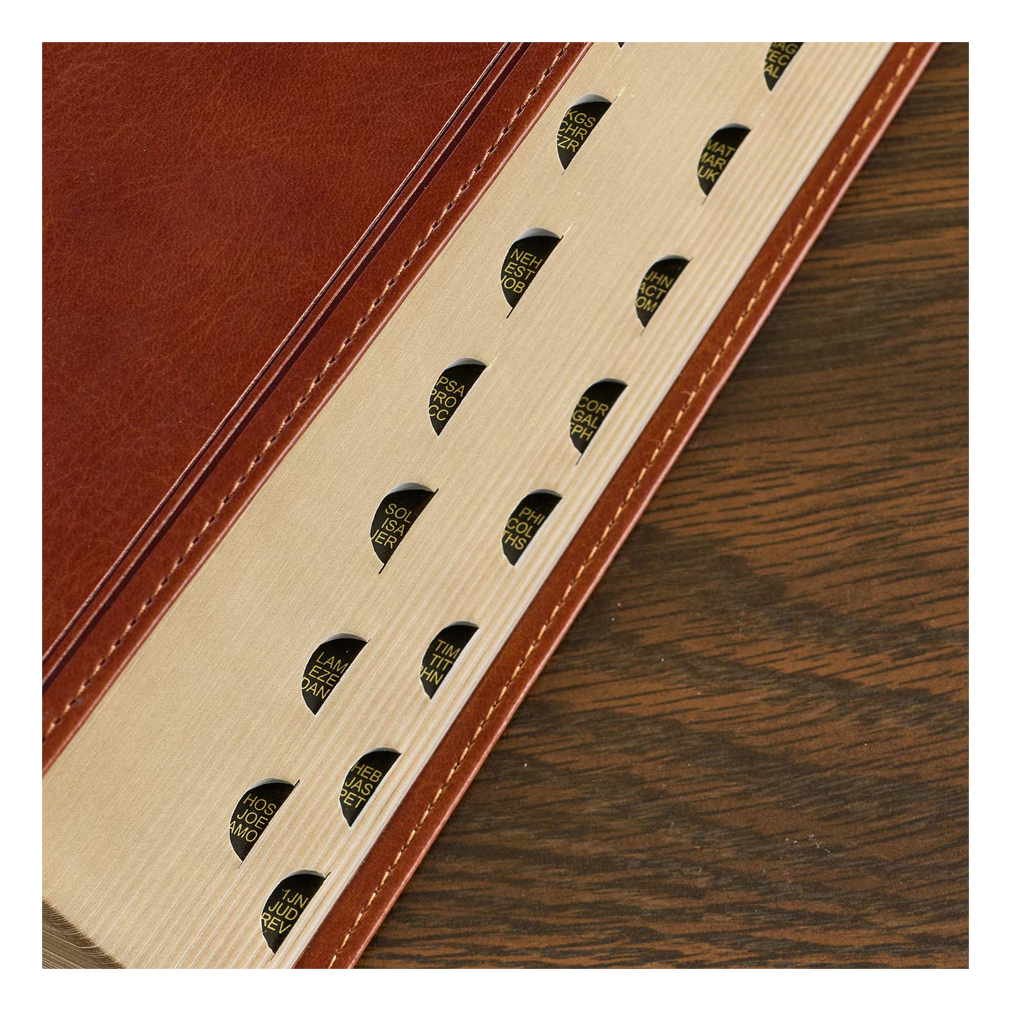 Saddle Tan Faux Leather Giant Print Standard-size King James Version Bible with Thumb Index