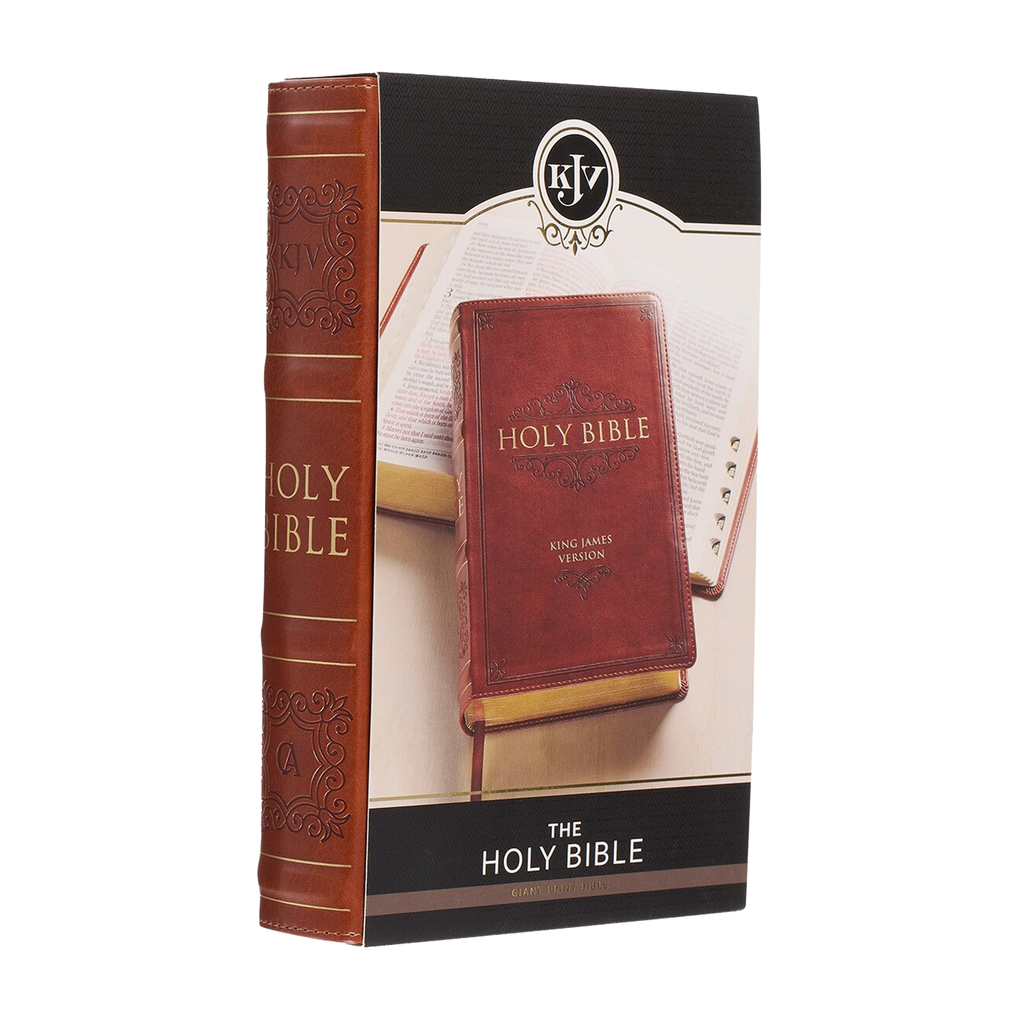 Saddle Tan Faux Leather Giant Print Standard-size King James Version Bible with Thumb Index
