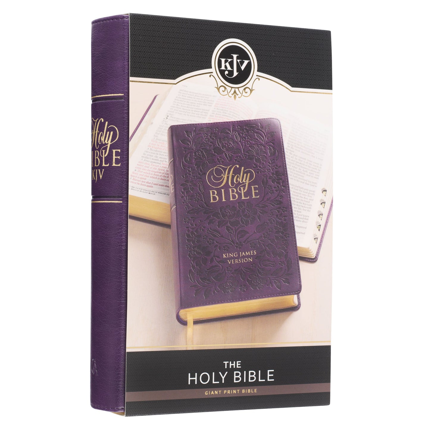 Purple Floral Faux Leather Giant Print Standard-size King James Version Bible with Thumb Index