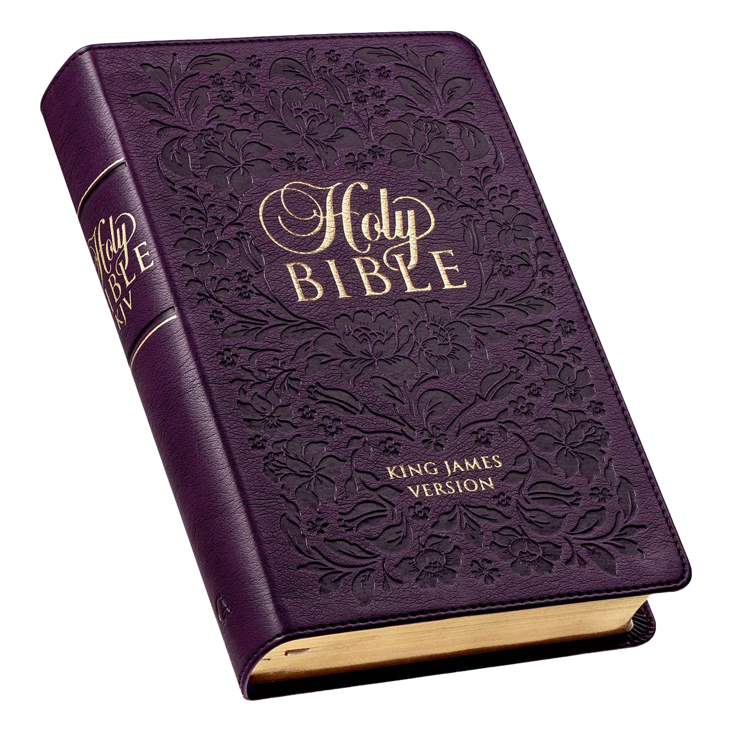 Purple Floral Faux Leather Giant Print Standard-size King James Version Bible with Thumb Index