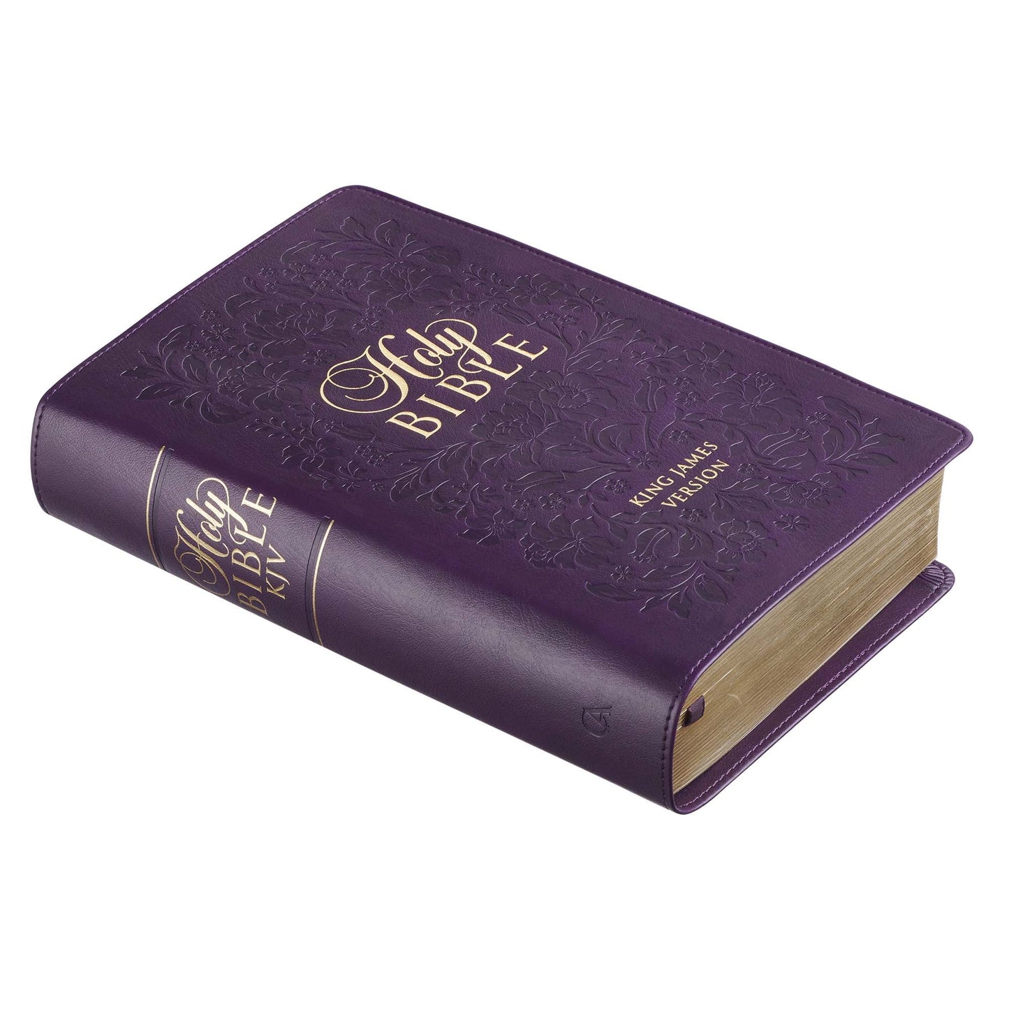 Purple Floral Faux Leather Giant Print Standard-size King James Version Bible with Thumb Index