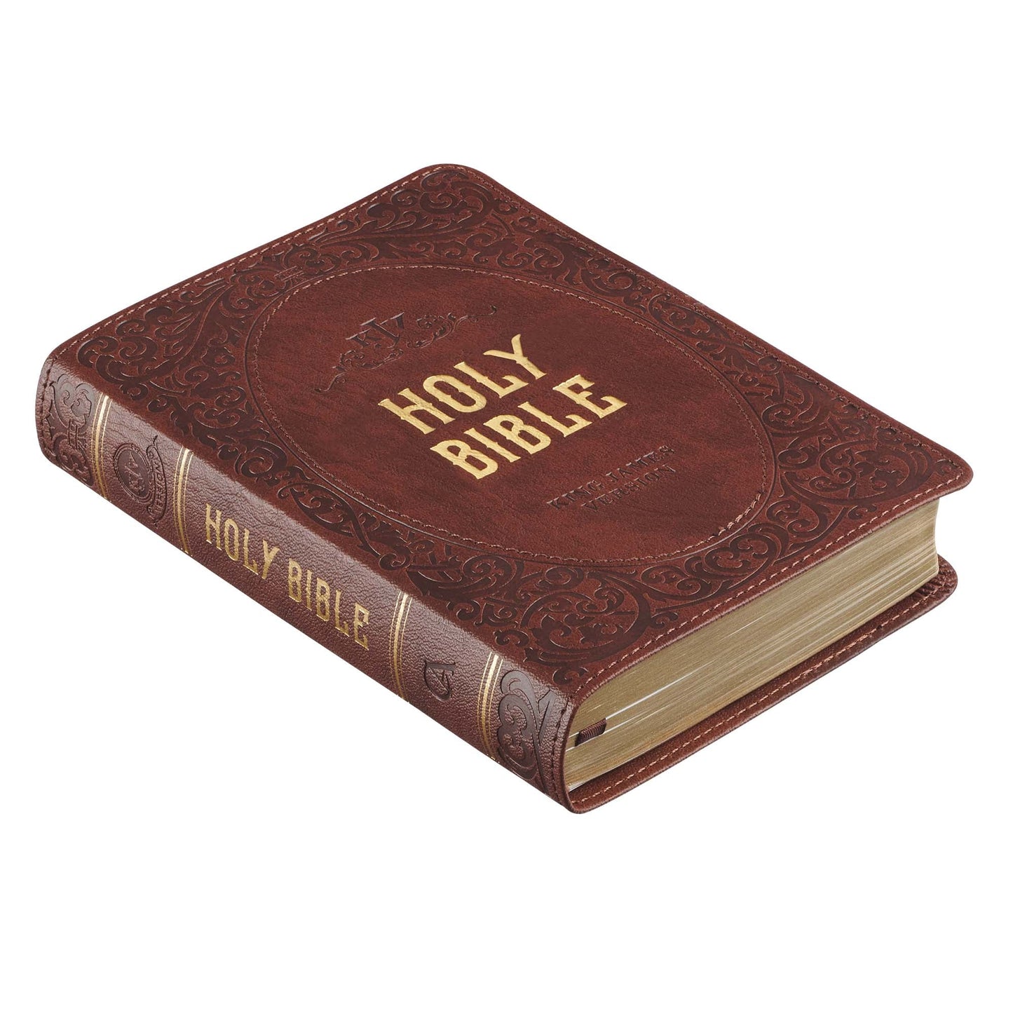 Medium Brown Faux Leather Compact King James Version Bible