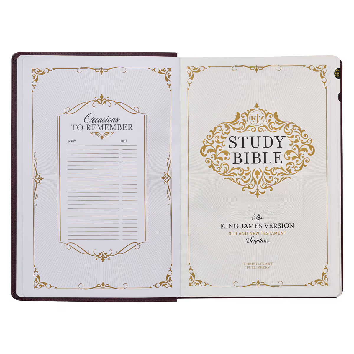Burgundy Faux Leather Large Print King James Study Bible with Thumb Index