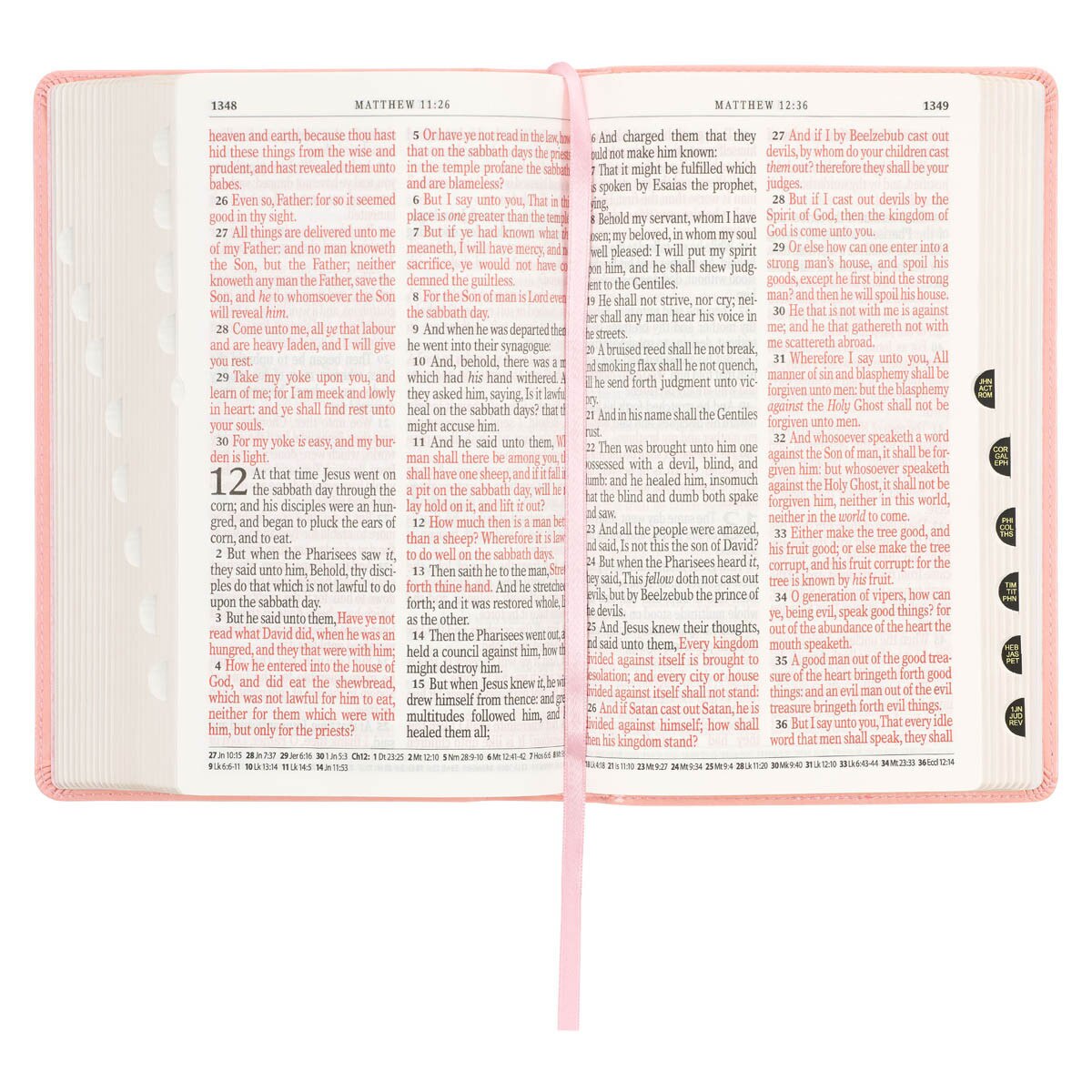 Sunrise Pink Faux Leather Giant Print Standard-size King James Version Bible with Thumb Index