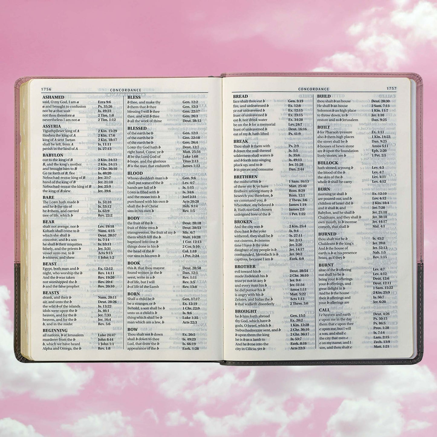 Pink and Gray Faux Leather Super Giant Print Full-size King James Version Bible with Thumb Index