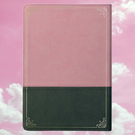 Pink and Gray Faux Leather Super Giant Print Full-size King James Version Bible with Thumb Index